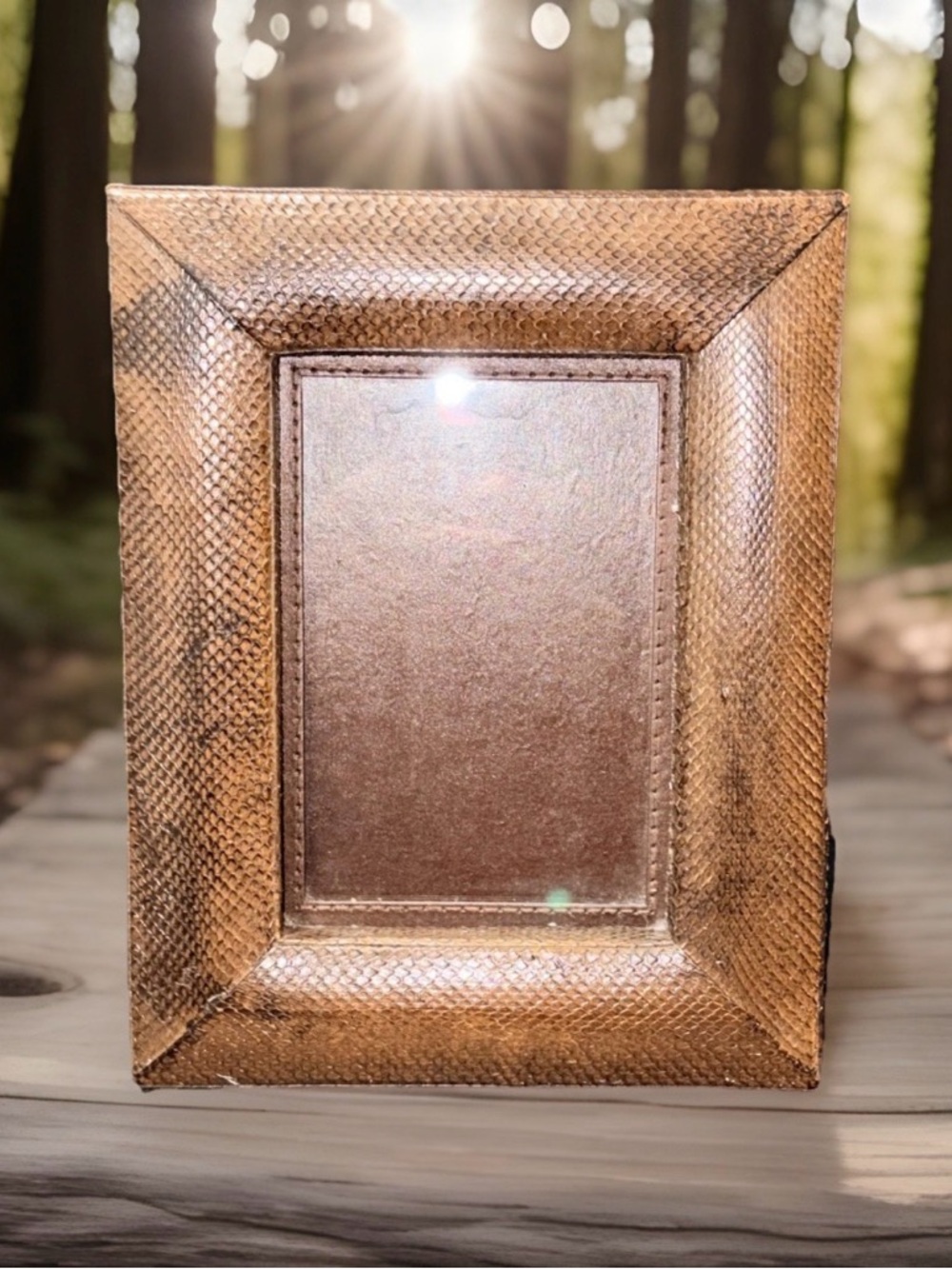 Zodax Tuscan Hills Brown Snakeskin 4x6 Photo Frame Brown Exotic Luxury Home